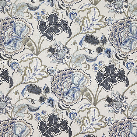 Boca Grande Blue by Carole Designer Fabric Dewdrop 59% Cotton, 26% Recycled Polyester, 15% Polyester China 24 1/2" V, 14" H HD 54" - Swanky Fabrics -