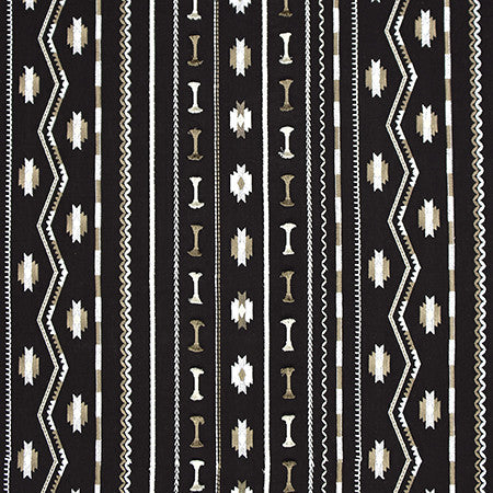 Put A Bow On It Noir by Carole Designer Fabric Moonstone 52% Cotton, 48% Polyester India 9 1/4" V, 17 3/8" H 52.25" - Swanky Fabrics -