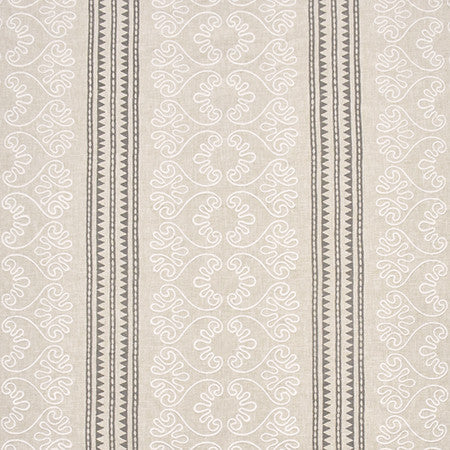 Garden Paths Natural by Carole Designer Fabric Artisan Base: 50% Poly, 50% Cotton. Embr: 60% Poly, 40% Cotton INDIA 3 3/4" V, 13 1/2" H 53.75" - Swanky Fabrics -