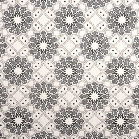 Desert Star Graphite by Carole Designer Fabric Well-Traveled 70% Polyester, 30% Cotton India N/A 12 3/4" V, 12 1/2" H 51.5" - Swanky Fabrics -