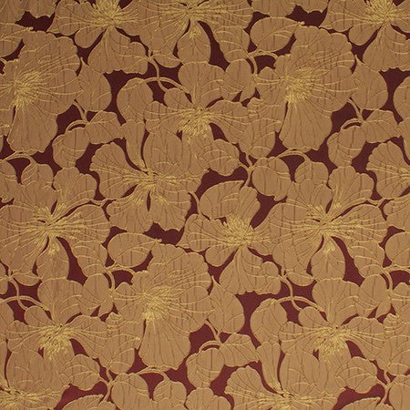 Garden Stroll Wine by Carole Designer Fabric Radiance 100% Polyester Turkey 29 1/2" V, 19" H 57" - Swanky Fabrics -