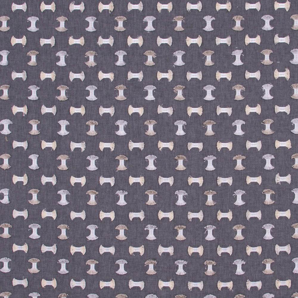 Pick A Bow Gunmetal by Carole Designer Fabric White Smoke 50% Polyester, 50% Cotton India Passes 25,000 Double Rubs Wyzenbeek Horizontal: 6.25 and Vertical: 5.25 52 - Swanky Fabrics -