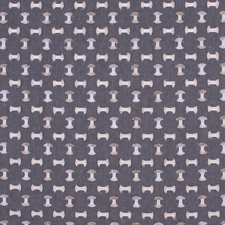 Pick A Bow Gunmetal by Carole Designer Fabric White Smoke 50% Polyester, 50% Cotton India Passes 25,000 Double Rubs Wyzenbeek Horizontal: 6.25 and Vertical: 5.25 52 - Swanky Fabrics -