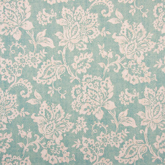 Hello Again Seafoam by Carole Designer Fabric Sea Glass 100% Cotton Duck Turkmenistan Passes 30,000 Double Rubs Wyzenbeek Horizontal: 27" D and Vertical: 27" 54" - Swanky Fabrics -
