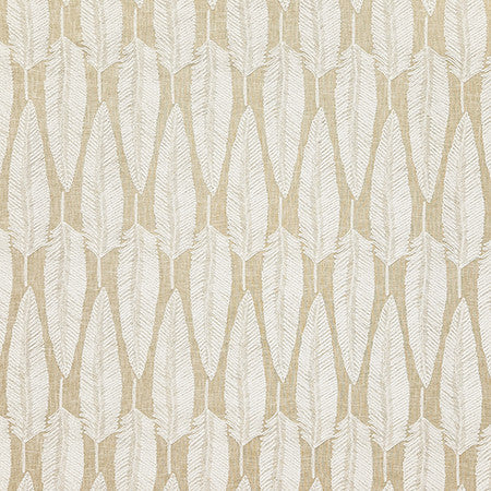 Lucky Feather Cloud by Carole Designer Fabric Earth & Stone Base: 70% Polyester, 30% Cotton. Embr: 100% Polyester India 20,000 WYZENBEEK DOUBLE RUBS 9 1/4" V, 3 3/4" H 54" - Swanky Fabrics -