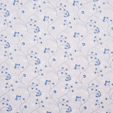Until You Cornflower by Carole Designer Fabric Bluebird 52% Cotton, 48% Polyester India Passes 30,000 Double Rubs Wyzenbeek Horizontal: 17 1/4" and Vertical: 9 1/8" V 52" - Swanky Fabrics -