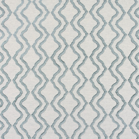 Follow Me Glacier by Carole Designer Fabric Bluebell 51% Recycled Polyester, 30% Polyester, 12% Cotton, 7% Linen India 28,500 Wyzenbeek Double Rubs 4 1/2" V, 7 3/4" H HD 54" - Swanky Fabrics -