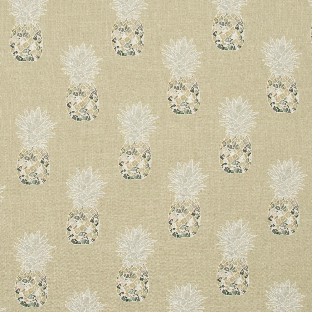 Happy Pineapple Straw by Carole Designer Fabric Lemongrass 95% Polyester, 5% Linen China Passes 50,000 Double Rubs Wyzenbeek Horizontal: 8.75 and Vertical: 10.5 58 - Swanky Fabrics -