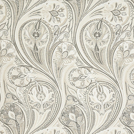 Tempting Thoughts Stone by Carole Designer Fabric In The Details 50% Polyester, 42% Cotton, 8% Linen India 27 1/4" V, 13 3/4" H 54" - Swanky Fabrics -