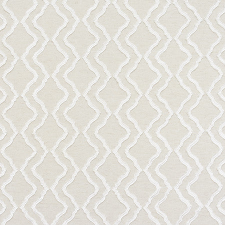 Follow Me White by Carole Designer Fabric Moonstone 51% Recycled Polyester, 30% Polyester, 12% Cotton, 7% Linen India 4 1/2" V, 7 3/4" H HD 54" - Swanky Fabrics -