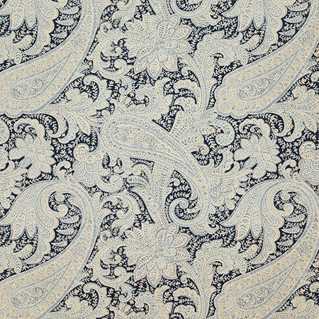 Paisley Statement Indigo by Carole Designer Fabric Dawn & Dusk 100% Cotton-SSR Pakistan 12,000 WYZENBEEK DOUBLE RUBS 25 1/4" V, 27 1/2" H 54" - Swanky Fabrics -