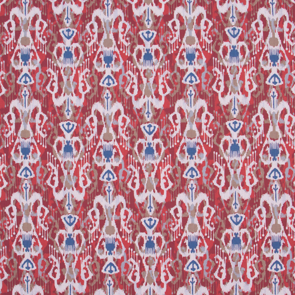 Hunts Point Red Cobalt by Carole Designer Fabric Jungle Safari 90% Cotton, 10% Linen Pakistan Passes 15,000 Double Rubs Wyzenbeek Horizontal: 9.75 and Vertical: 10 56 - Swanky Fabrics -