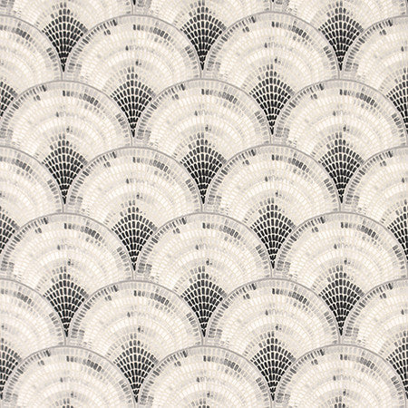Mosaic Fan Ebony by Carole Designer Fabric Moonstone 100% Cotton-Soil Repellent Pakistan 50,000 Wyzenbeek Double Rubs 9" V, 9" H HD 56.5" - Swanky Fabrics -