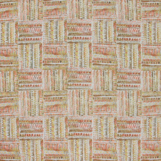 Floor Routine Peach Spice by Carole Designer Fabric Color Play 100% Cotton- Soil & Stain Repellent Turkmenistan N/A 27" V, 13 1/2" H 54" - Swanky Fabrics -