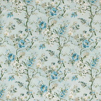 Hillside Charm Aqua by Carole Designer Fabric Seamist 100% Cotton-Ssr S Korea Passes 30,000 Double Rubs Wyzenbeek 27" V, 13 1/2" H 54" - Swanky Fabrics -