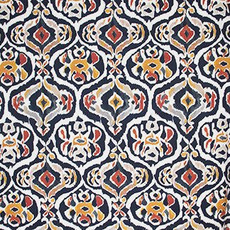 Riddle Me This Autumn Night by Carole Designer Fabric French Navy 60% Viscose, 40% Poly China Passes 21,000 Double Rubs Wyzenbeek 27" V, 13 1/2" H 54" - Swanky Fabrics -