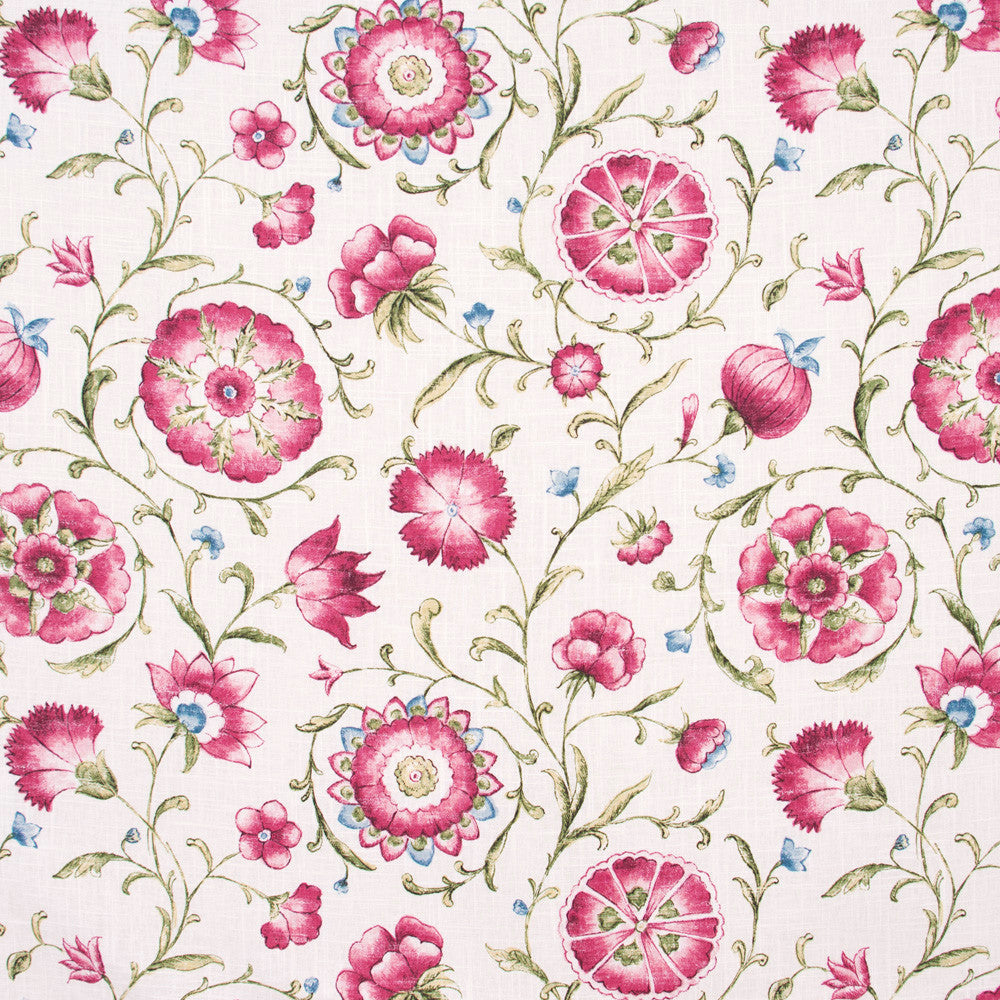 Love Everyone Scarlet by Carole Designer Fabric Azalea 55% Linen, 45% Rayon-SSR Finished in USA Passes 15,000 Double Rubs Wyzenbeek Horizontal: 27 and Vertical: 25.25 54 - Swanky Fabrics -