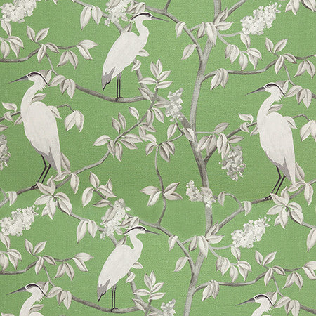 Spot A Heron Kiwi by Carole Designer Fabric Evergreen 100% Cotton India 24 5/8" V, 27 1/4" H 55" - Swanky Fabrics -