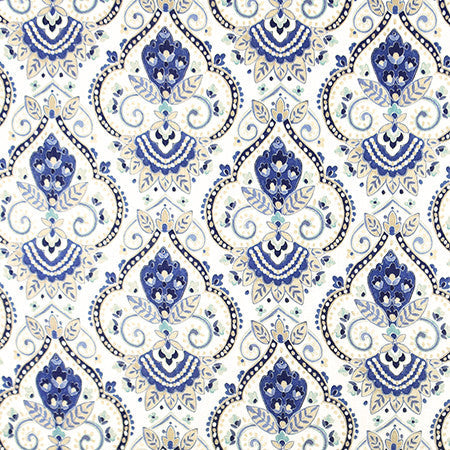 Kings North Indigo by Carole Designer Fabric Bluebell 67% Viscose, 33% Linen Spain 13 1/2" V, 13 1/2" H HD 54" - Swanky Fabrics -