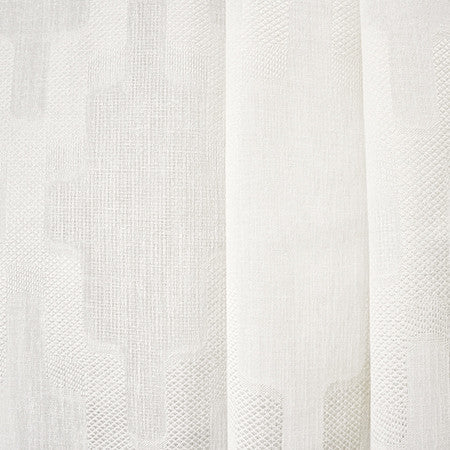 On Behalf Ivory by Carole Designer Fabric Sheer Luxury 100% Polyester TURKEY 15 1/4" V, 6" H 118" - Swanky Fabrics -