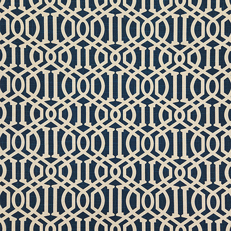 Cant Say No Navy by Carole Designer Fabric Dawn & Dusk 70% Cotton, 30% Linen China 8" V, 4 1/2" H HD 54" - Swanky Fabrics -