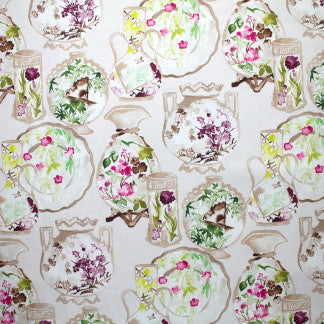 Lucky Stroke Porcelain by Carole Designer Fabric Imperial Garden 100% Polyester-Latex Backing China Passes 40,000 Double Rubs Wyzenbeek 27" V, 27" H 56" - Swanky Fabrics -