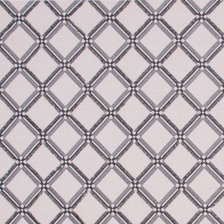 Diamonds Within Charcoal by Carole Designer Fabric White Smoke 42% Cotton, 42% Viscose, 16% Polyester India Passes 20,000 Double Rubs Wyzenbeek 4 1/2" V, 4 1/2" H 53.75" - Swanky Fabrics -