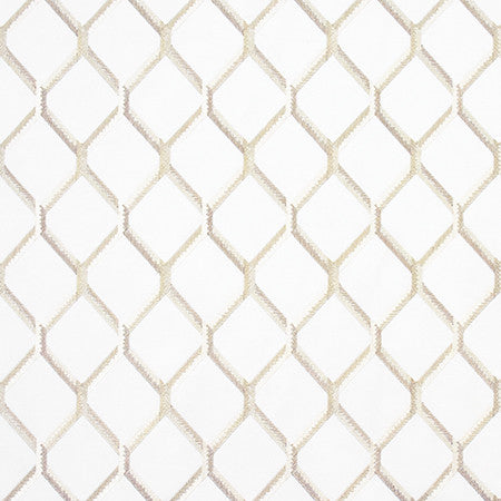 Money Maker Flax by Carole Designer Fabric Prisma Base: 100% Cotton. Embr: 75% Cotton, 25% Rayon INDIA 6 1/4" V, 4 3/8" H 52" - Swanky Fabrics -