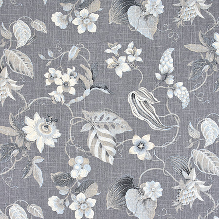 Believe In You Graphite by Carole Designer Fabric Bluebell 55% Linen, 45% Rayon-SSR Printed & Finished In Usa 27" V, 27" H HD 54" - Swanky Fabrics -