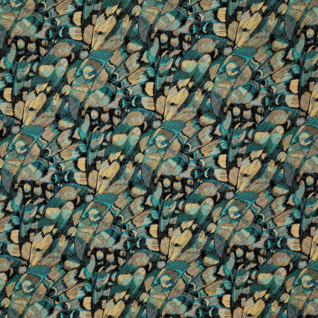 Make A Scene Peacock by Carole Designer Fabric Fearless 51% Polyester, 26% Rayon, 23% Viscose China 14 1/4" V, 14 1/2"H 57" - Swanky Fabrics -