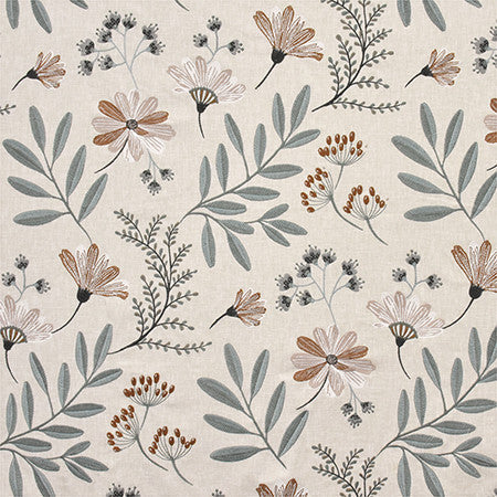 Time To Choose Jade by Carole Designer Fabric Wallflower Base: 50% Poly, 50% Cotton. Embr: 62% Poly, 38% Cotton INDIA N/A 31" V, 25" H HD 51" - Swanky Fabrics -