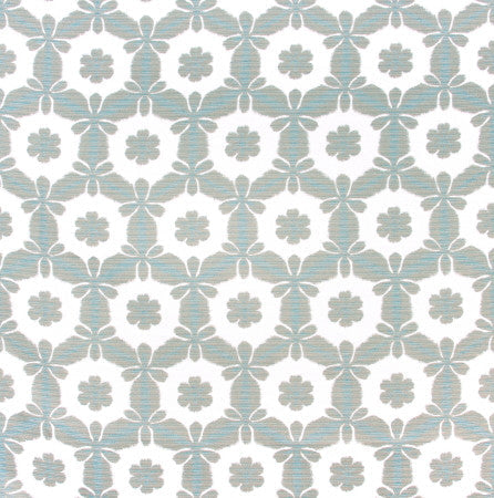 Set To Open Sea Glass by Carole Designer Fabric DESERT WANDERER 52% Poly, 25% Cotton, 23% Rcy Cotton- Softened Woven In USA 11 5/8" V, 7" H 54" - Swanky Fabrics -