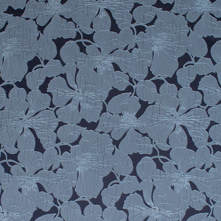 Garden Stroll Navy by Carole Designer Fabric Radiance 100% Polyester Turkey 29 1/2" V, 19" H 57" - Swanky Fabrics -