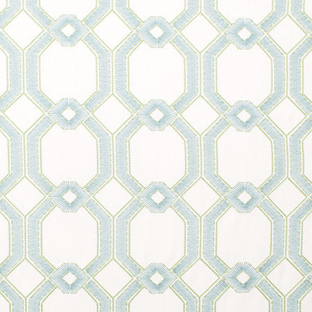 Graceful Gate Sea Glass by Carole Designer Fabric Seamist,Jade 100% Polyester India N/A 6 1/2" V, 6 3/4" H 53.5" - Swanky Fabrics -