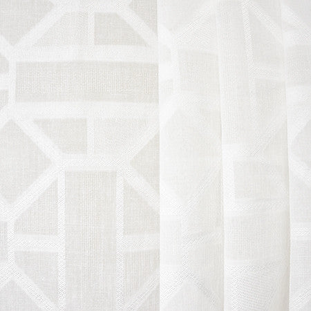 Into View White by Carole Designer Fabric Sheer Luxury 100% Polyester TURKEY 5 7/8" V, 15 1/8" H 118" - Swanky Fabrics -