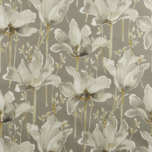 Carole Fabric Lotus Blooms Grey