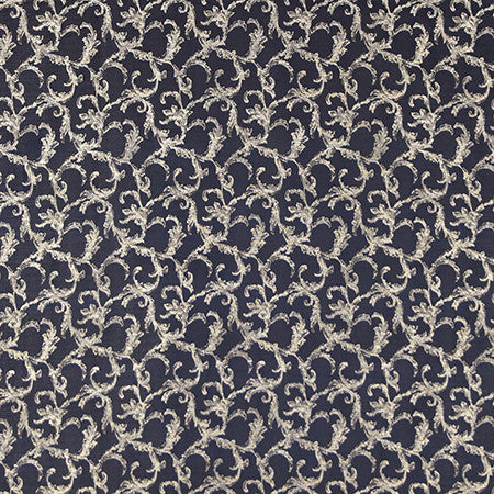 Uphill Climb Navy by Carole Designer Fabric Blue Steel 100% Polyester China 11 1/4" V, 4 3/4" H 56" - Swanky Fabrics -
