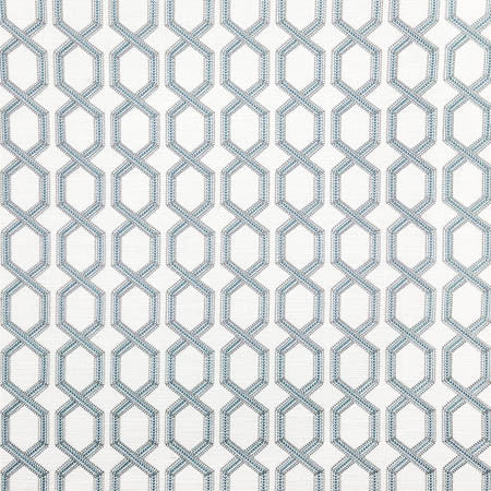 Next To Me Aegean by Carole Designer Fabric Dewdrop Base: 97% Polyester, 3% Linen. Embr: 100% Polyester India 30,000 WYZENBEEK DOUBLE RUBS 4 1/2" V, 4 1/4" H 52" - Swanky Fabrics -