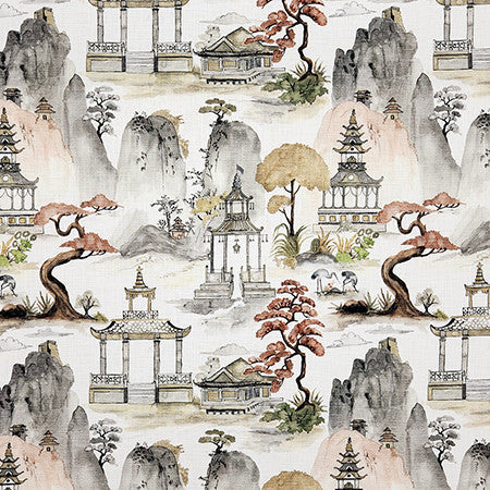 Expanded Horizons Antique by Carole Designer Fabric Hidden Treasure 100% Cotton India 27" V, 27" H 54" - Swanky Fabrics -