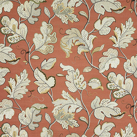 Briarway Terra Cotta by Carole Designer Fabric Dawn & Dusk 100% Cotton Spain 27" V, 27" H HD 54" - Swanky Fabrics -