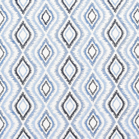 More Involved Cadet by Carole Designer Fabric Bluebell 66% Cotton, 34% Polyester India 7 7/8" V, 9 7/8" H 50" - Swanky Fabrics -