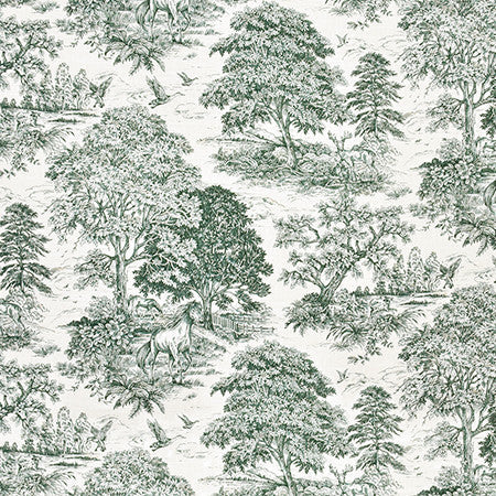 Wild Horses Classic Green by Carole Designer Fabric Wellington 55% Linen, 45% Viscose-SR KOREA 12,000 Wyzenbeek Double Rubs 26" V, 27 1/2" H HD 55" - Swanky Fabrics -
