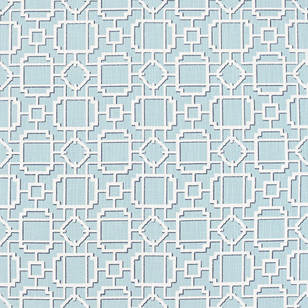 So Many Chances Spa by Carole Designer Fabric Bluebell 100% Cotton-Soil Repellent China 6 5/8" V, 6 7/8" H 58.5" - Swanky Fabrics -