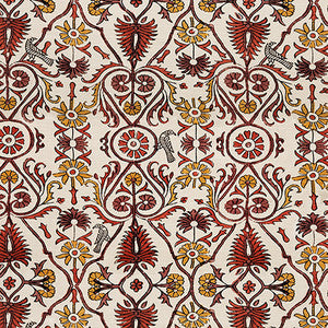 Carole Fabric Bird Gathering Cinnabar