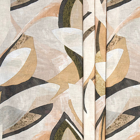 Flickering Light Golden Fern by Carole Designer Fabric Sheer Impressions 100% Recycled Fr Polyester N/A 31 1/2" V, 21 5/8" H 119" - Swanky Fabrics -