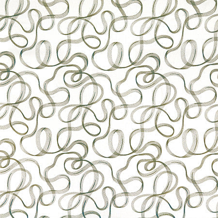 Ribbon Dance Celadon by Carole Designer Fabric Shape Shifter Base: 60% Poly, 30% Cotton, 10% Linen Embr: 100% Viscose India 15 3/4" V, 13" H 52" - Swanky Fabrics -