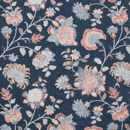 Favorite Pastime Indigo by Carole Designer Fabric Red Sea 55% Linen, 45% Rayon -SSR China 12,000 Wyzenbeek Double Rubs </p><p>Repeat: 25 1/4" V, 27" H 54" - Swanky Fabrics -