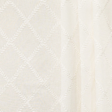 Get To The Point Ivory by Carole Designer Fabric Perfect Balance Base: 100% Polyester, Embr: 50% Cotton, 50% Rayon India 14,000 WYZENBEEK DOUBLE RUBS 6 1/4" V, 5 3/8" H 56.5" - Swanky Fabrics -