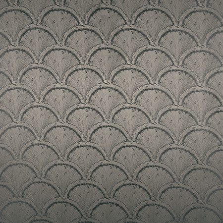 Shell Shock Charcoal by Carole Designer Fabric Blue Steel 100% Polyester India 6 3/4" V, 6 5/8" H 54" - Swanky Fabrics -