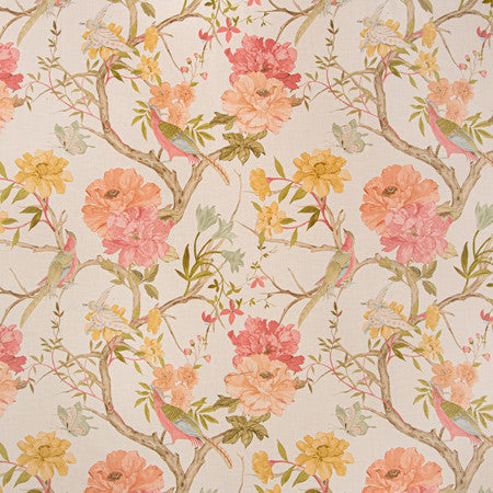 Bird Call Summer by Carole Designer Fabric Sunset Serenade 100% Cotton India 26 3/4" V, 27" H 55 1/2"" - Swanky Fabrics -